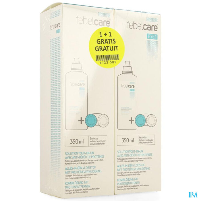 Febelcare Eye 1 Vloeist.contactlens 350ml 1+1grat.