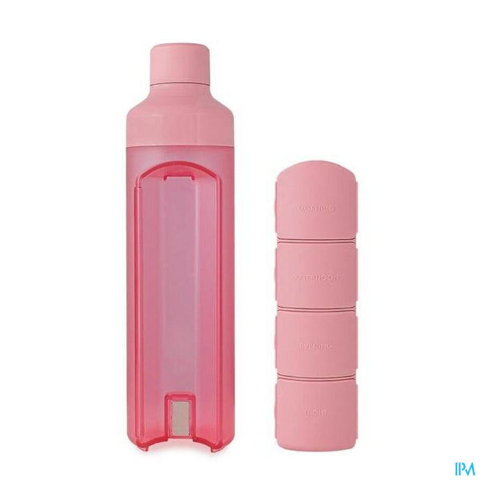 Yos Water Bottle & Pill Box Daily Perfect Pink - Afbeelding 3