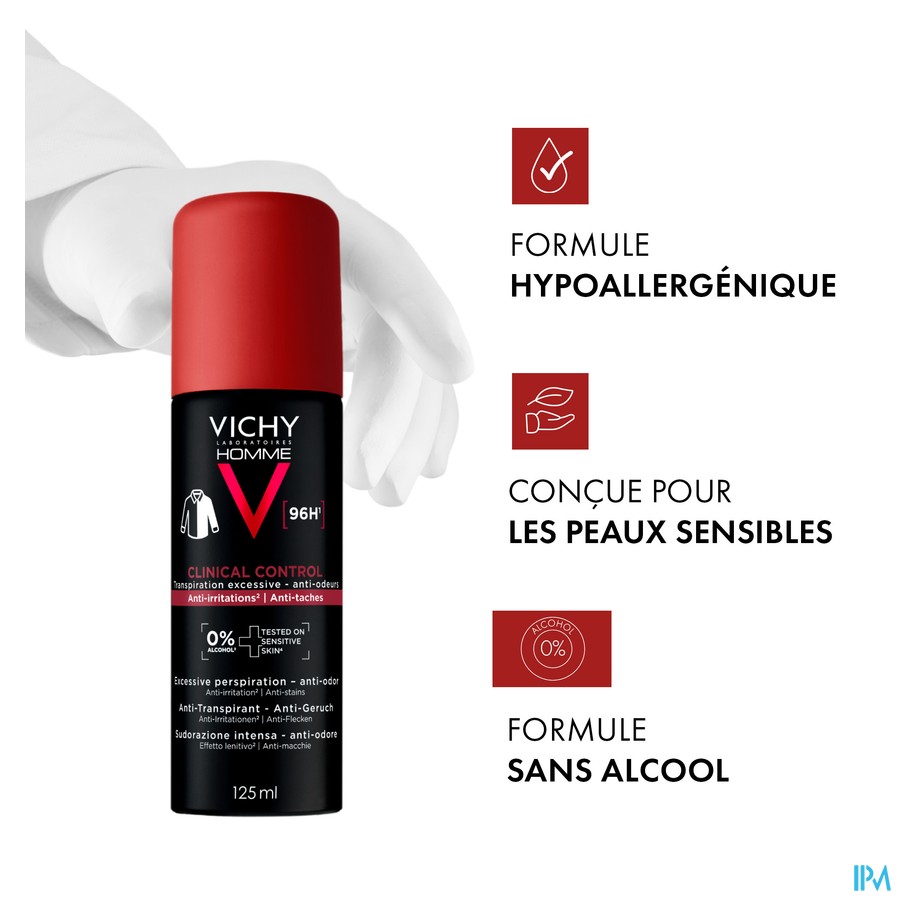 VICHY HOMME DEO 96H CLINICAL CONTROL AEROSOL 125ML - Afbeelding 6